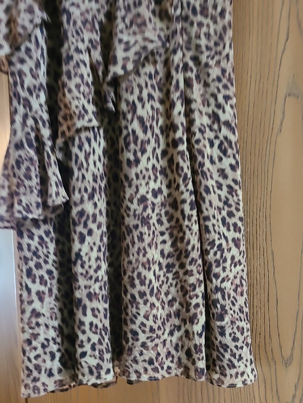 Chaps Leopard Print High-Low Ruffle Skirt - Brown/Tan - Picture 3 of 6